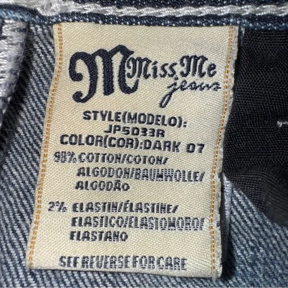📌Miss Me JP5033R Bootcut Jeans Dark Wash Embroidered Pockets Size 28 - Picture 5 of 6